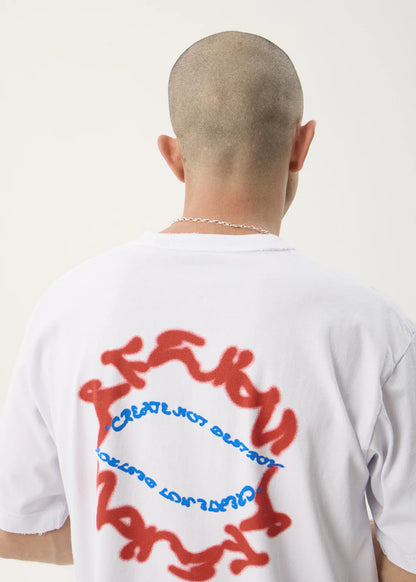 AFENDS Mens Consider - Heavyweight Boxy Tee - White