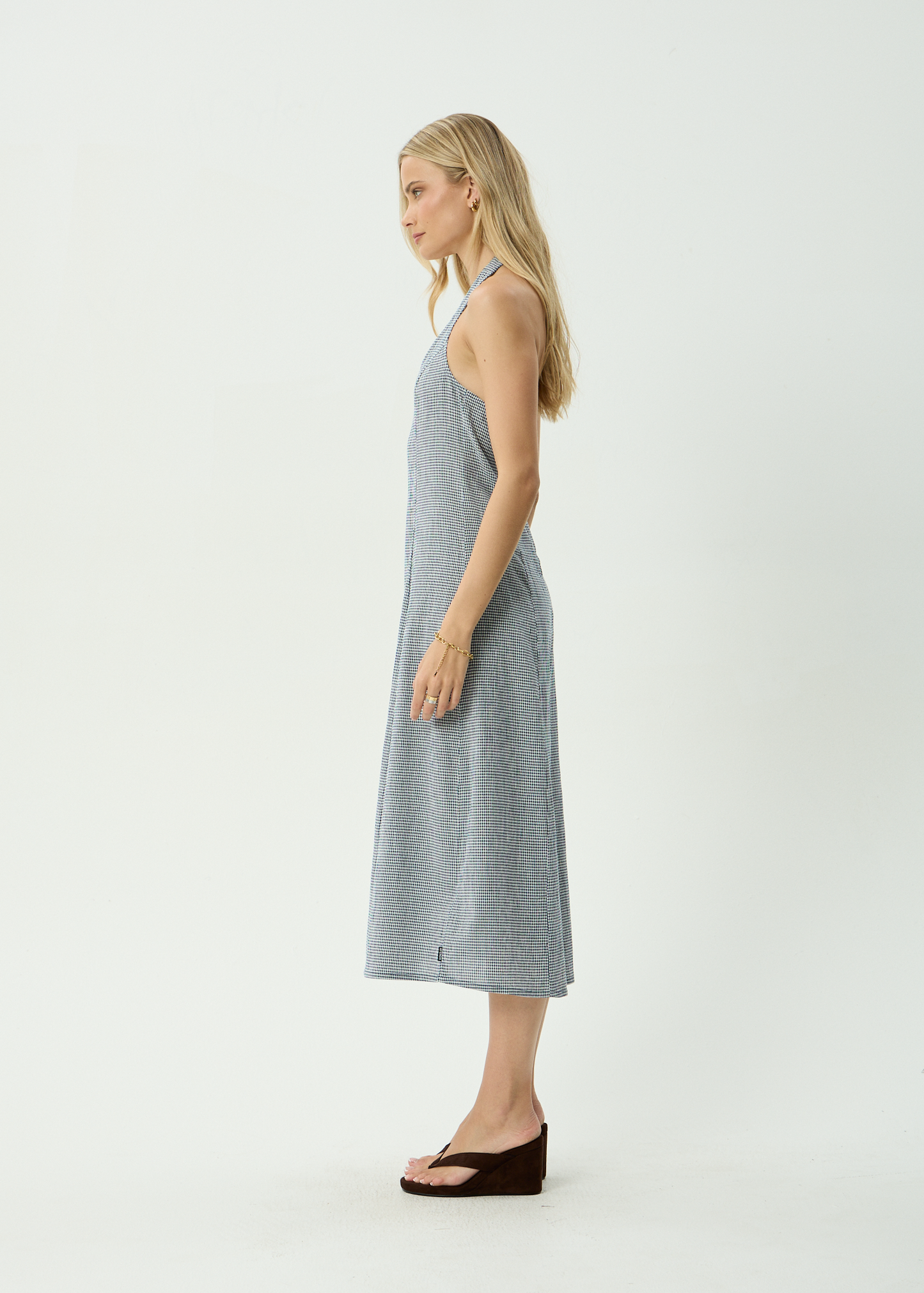 AFENDS Womens Maya - Midi Dress - Indy Navy Check