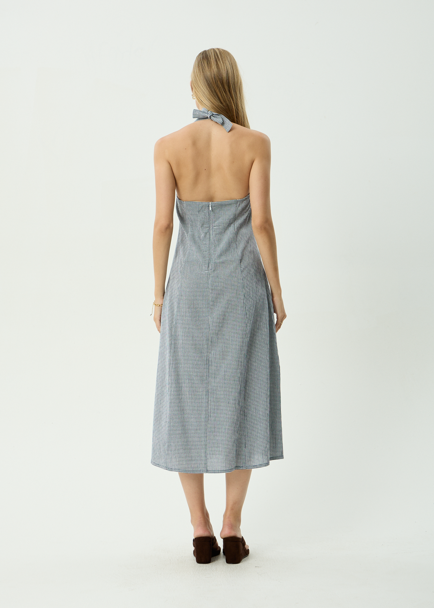 AFENDS Womens Maya - Midi Dress - Indy Navy Check
