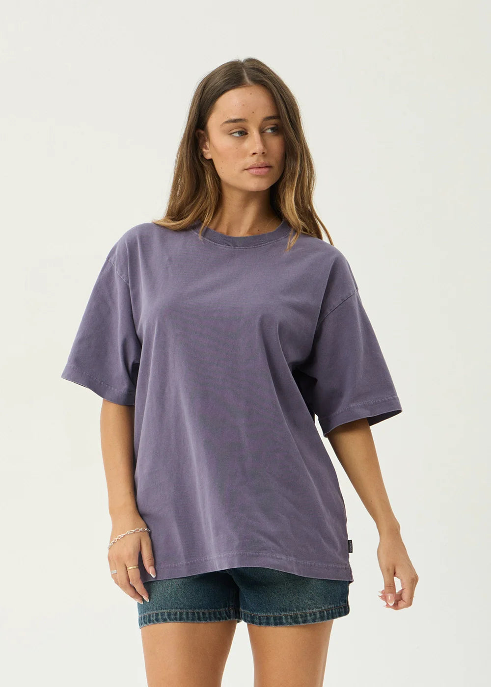 AFENDS Mens Genesis - Heavyweight Boxy Tee - Vintage Aubergine