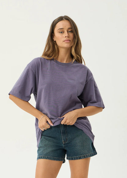 AFENDS Mens Genesis - Heavyweight Boxy Tee - Vintage Aubergine