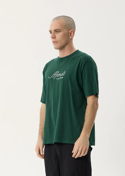 AFENDS Mens Horoscope - Boxy Tee - Washed Pine