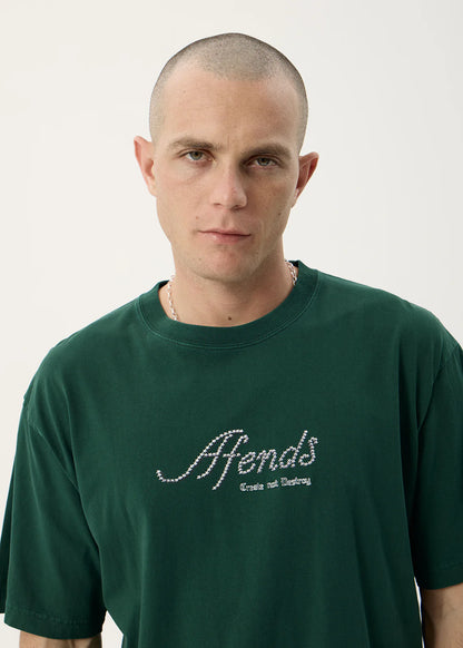 AFENDS Mens Horoscope - Boxy Tee - Washed Pine