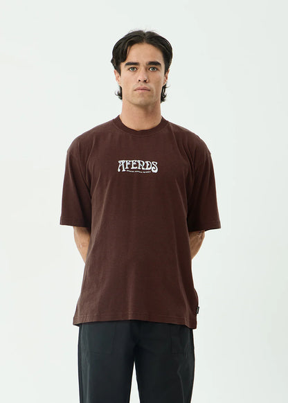 AFENDS Mens Perception - Boxy Tee - Washed Coffee
