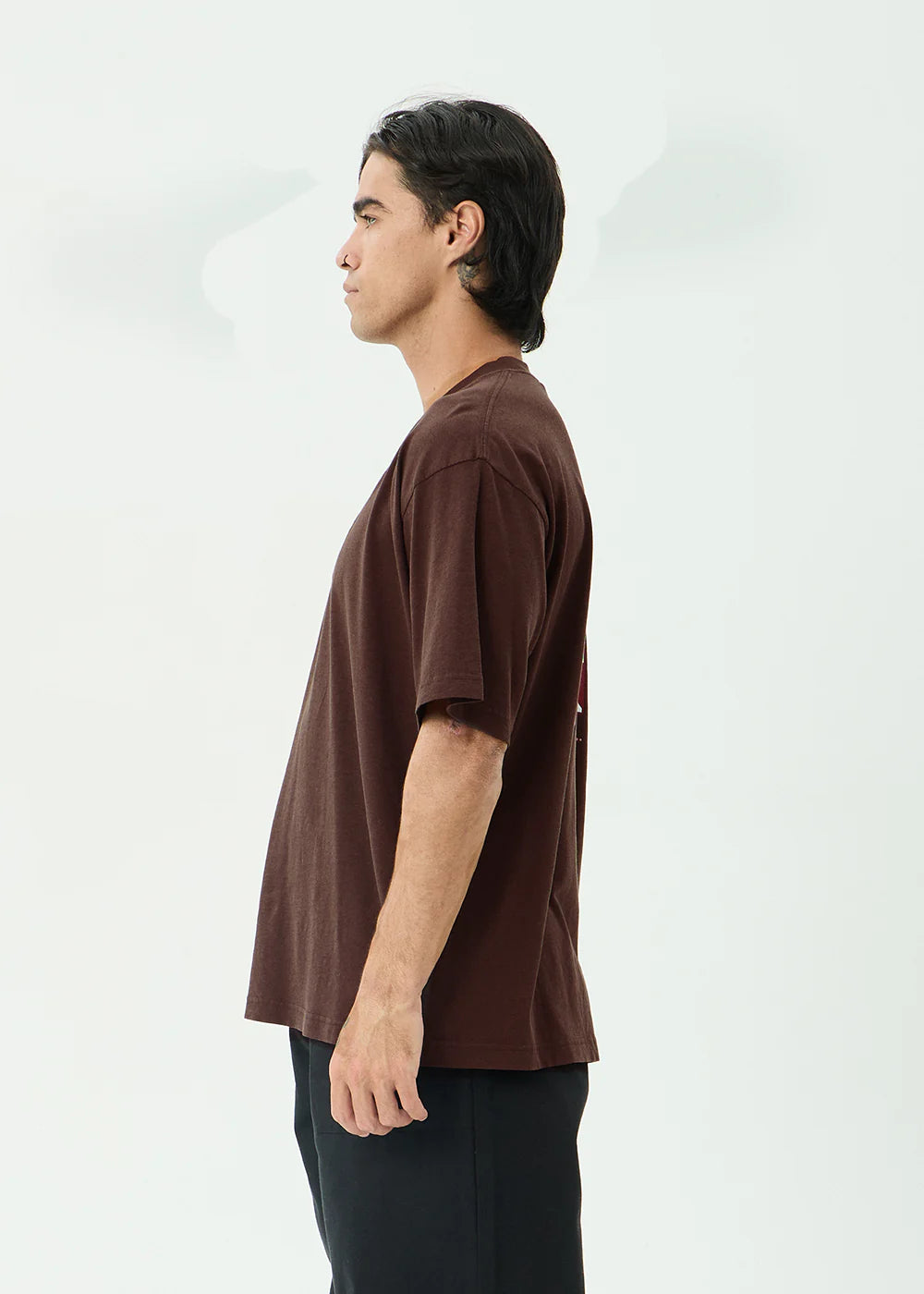 AFENDS Mens Perception - Boxy Tee - Washed Coffee