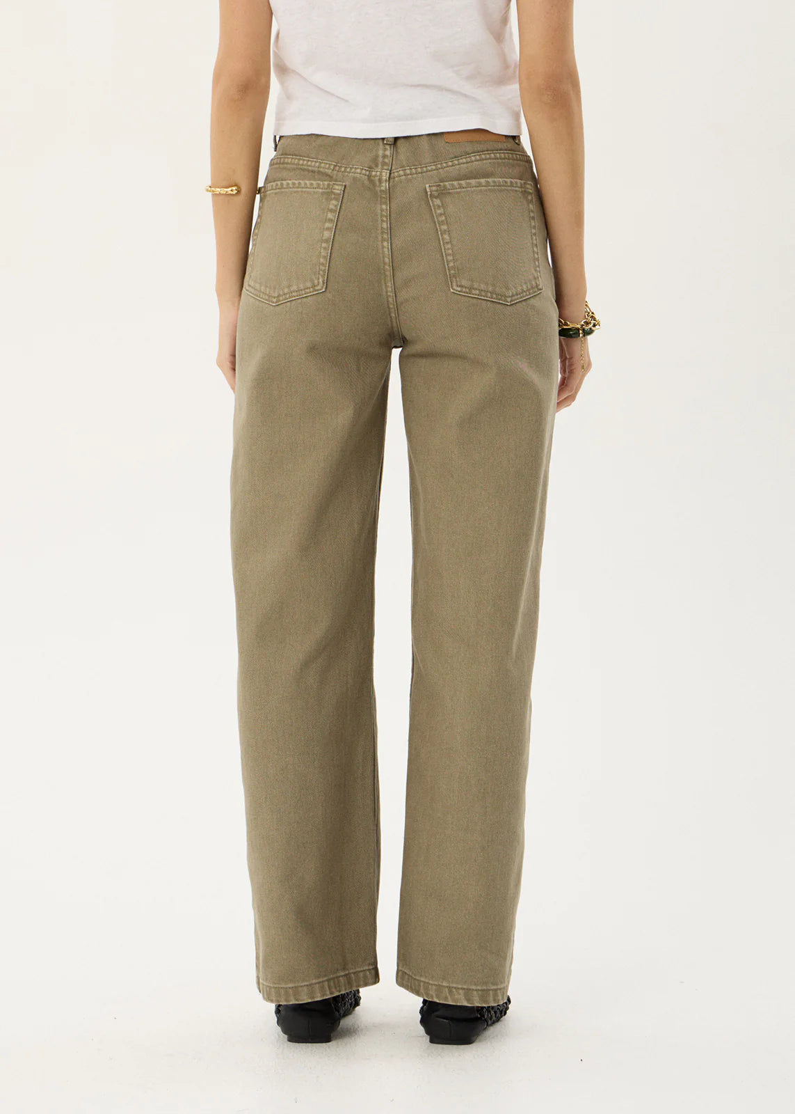 AFENDS Womens Bella - Denim Wide Leg Jean - Washed Olive