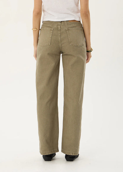AFENDS Womens Bella - Denim Wide Leg Jean - Washed Olive