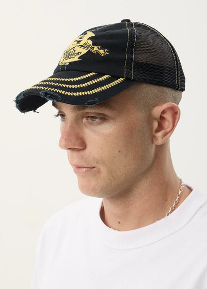 AFENDS Unisex Heavy Parts - Six Panel Mesh Cap - Stone Black