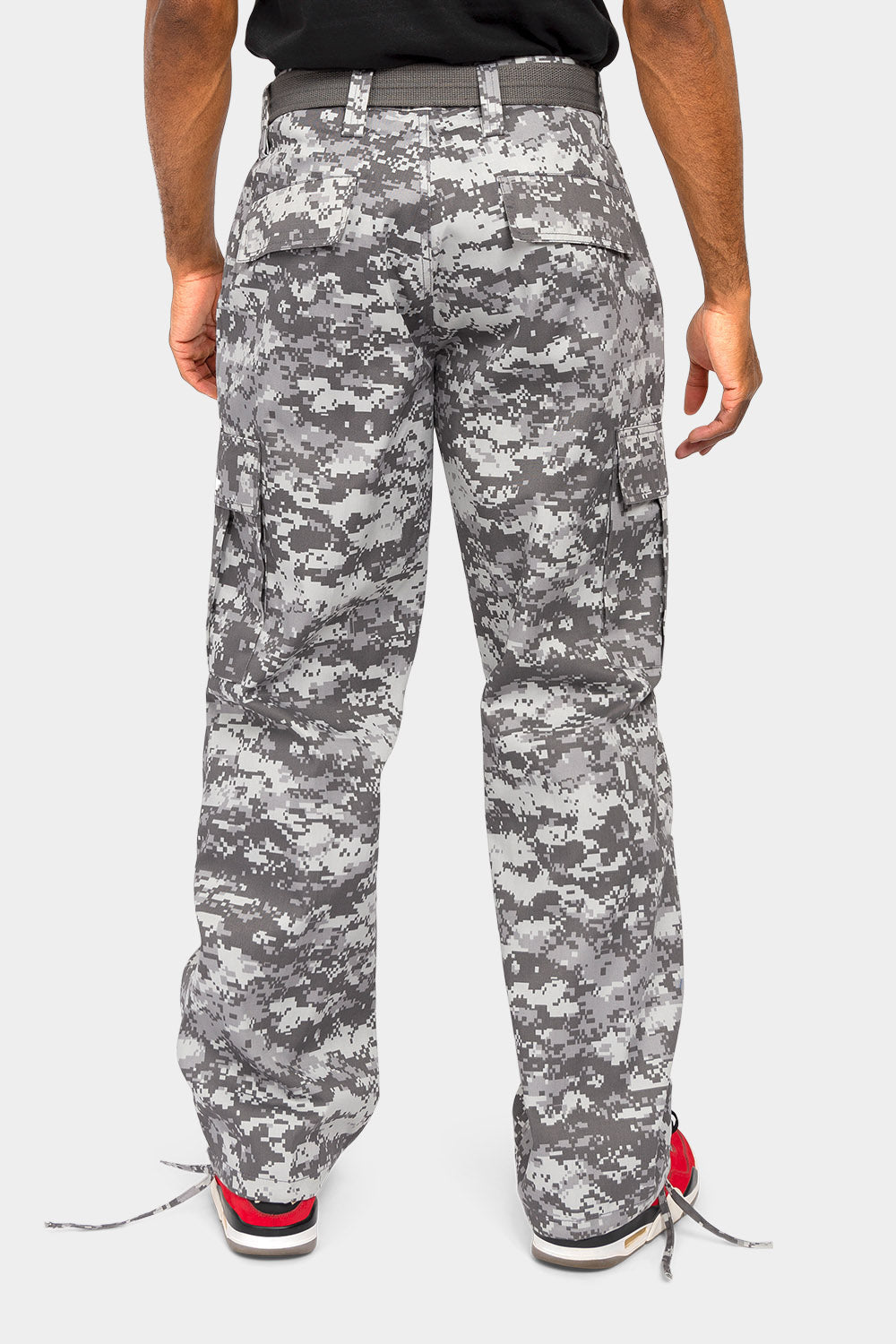 Essential Canvas Cargo Camo Pants with Belt