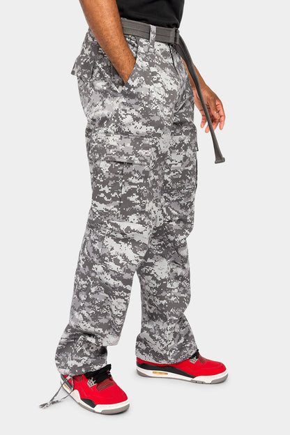 Essential Canvas Cargo Camo Pants with Belt
