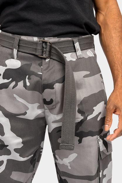 Essential Canvas Cargo Camo Pants with Belt