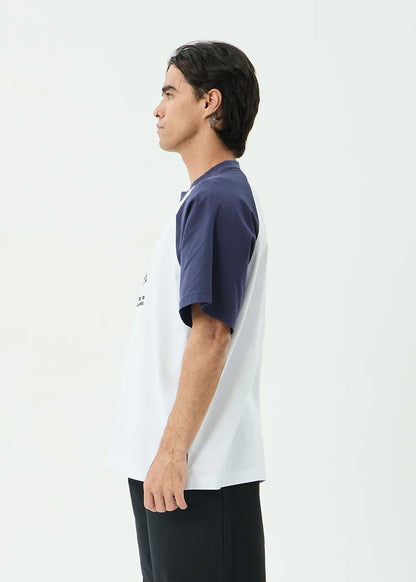 AFENDS Mens Hooked - Heavyweight Raglan Tee - White