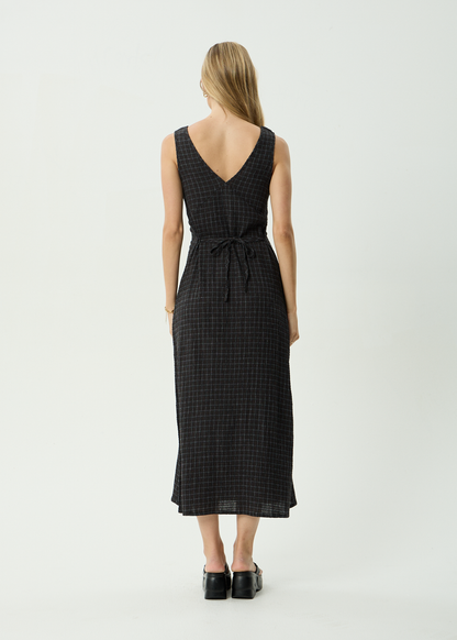 AFENDS Womens Tully - Seersucker Maxi Dress - Dusk Black Check