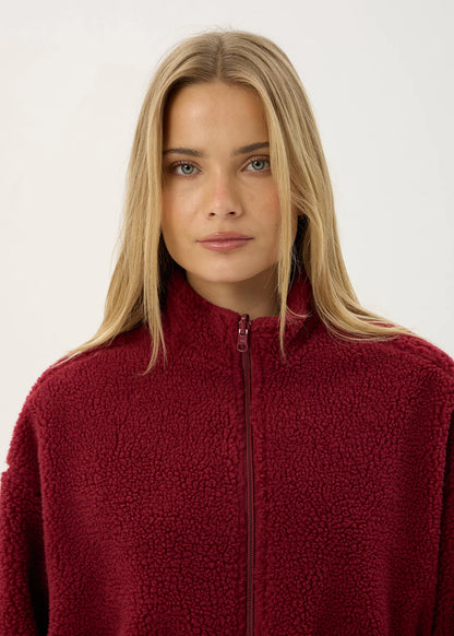 AFENDS Womens Berlin - Reversible Polar Fleece Jacket - Burgundy