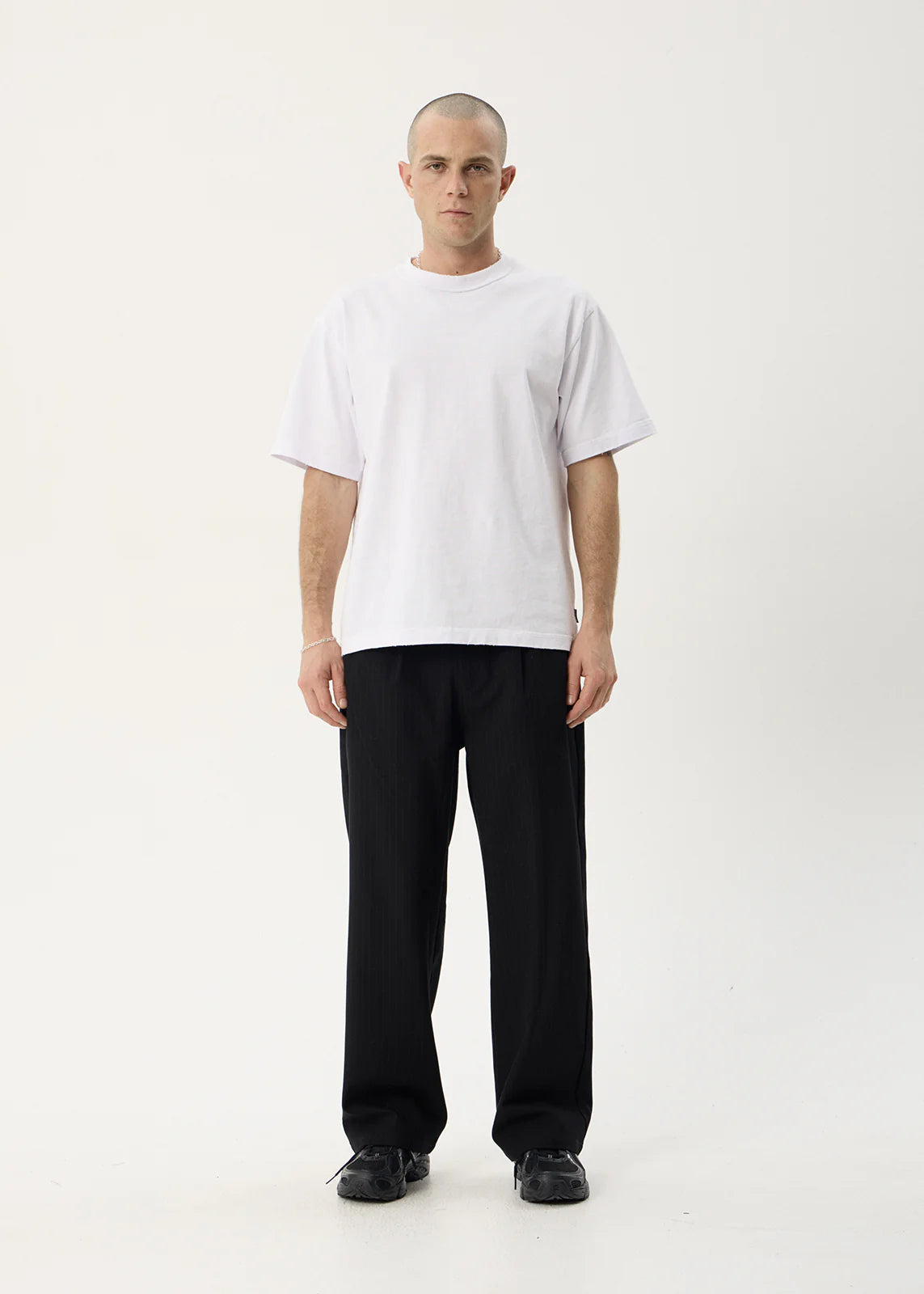AFENDS Mens Business - Pleated Pants - Black Stripe