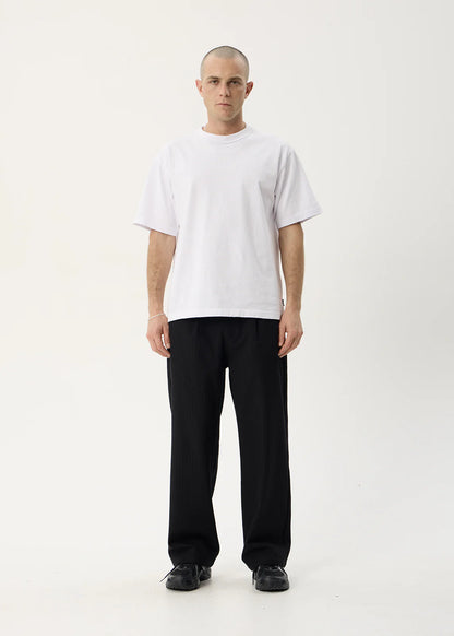 AFENDS Mens Business - Pleated Pants - Black Stripe