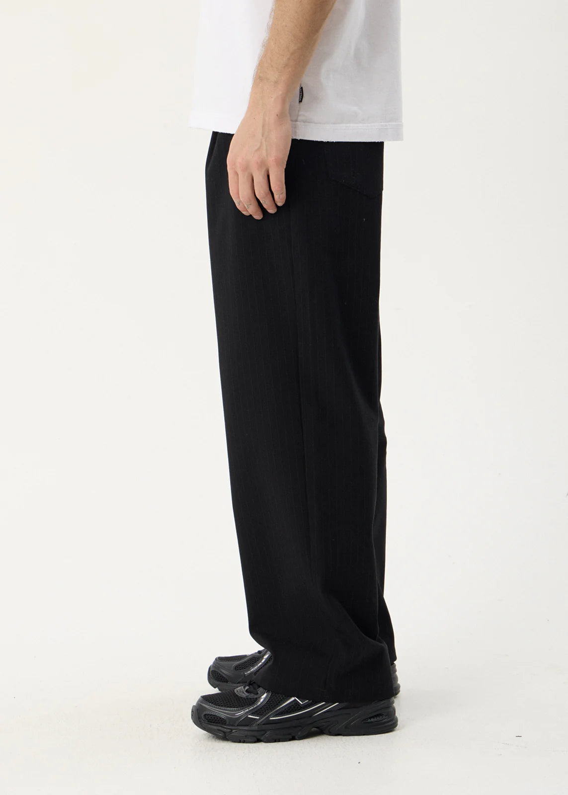 AFENDS Mens Business - Pleated Pants - Black Stripe