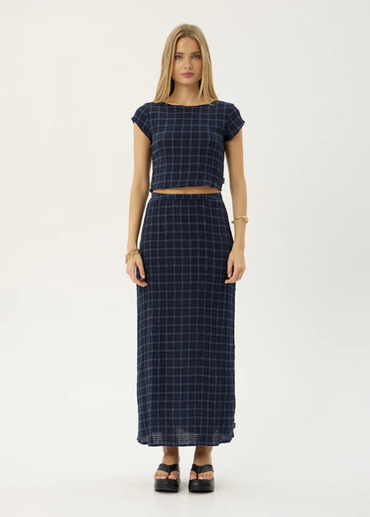 AFENDS Womens Darcy - Seersucker Top - Thea Midnight Check