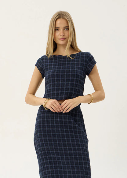 AFENDS Womens Darcy - Seersucker Top - Thea Midnight Check