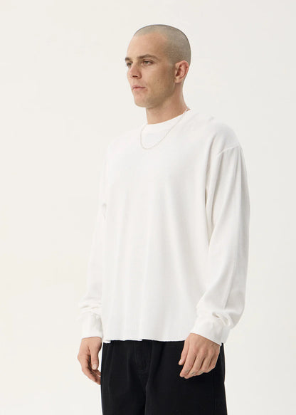 AFENDS Mens Genesis - Boxy Long Sleeve Tee - White