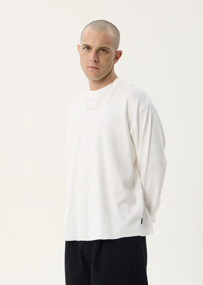 AFENDS Mens Genesis - Boxy Long Sleeve Tee - White