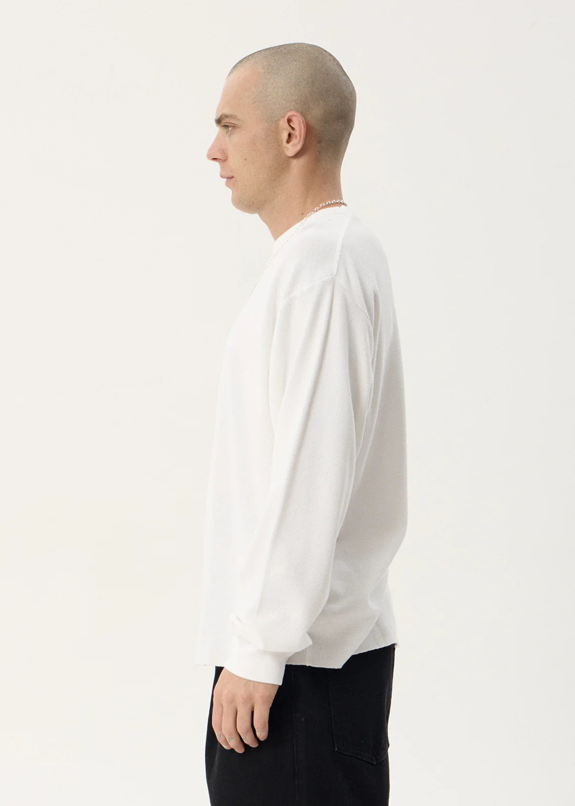 AFENDS Mens Genesis - Boxy Long Sleeve Tee - White