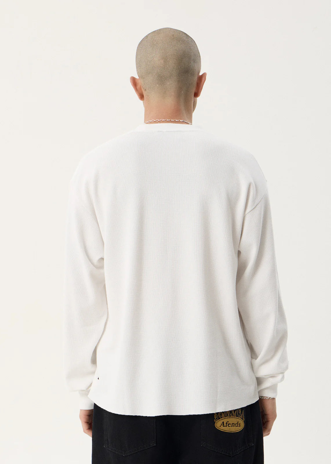AFENDS Mens Genesis - Boxy Long Sleeve Tee - White