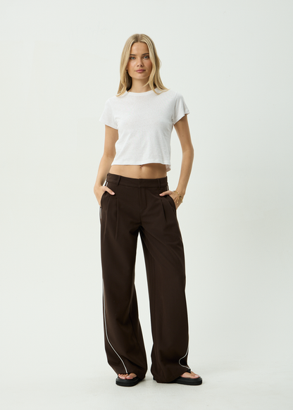 AFENDS Womens Dita - Low Rise Trouser - Coffee