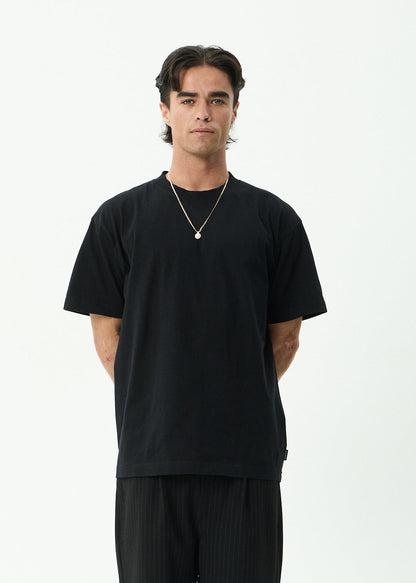 AFENDS Mens Genesis - Heavyweight Boxy Tee - Black
