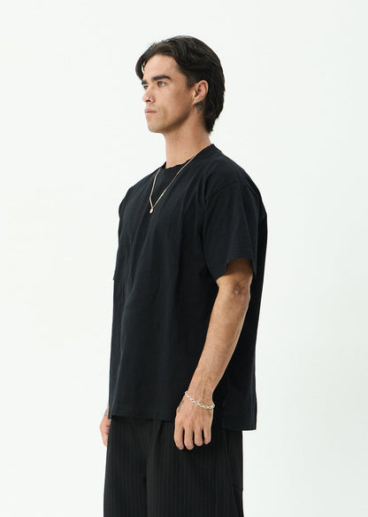 AFENDS Mens Genesis - Heavyweight Boxy Tee - Black
