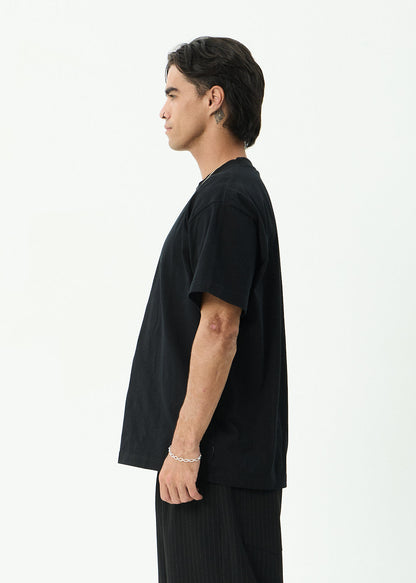 AFENDS Mens Genesis - Heavyweight Boxy Tee - Black