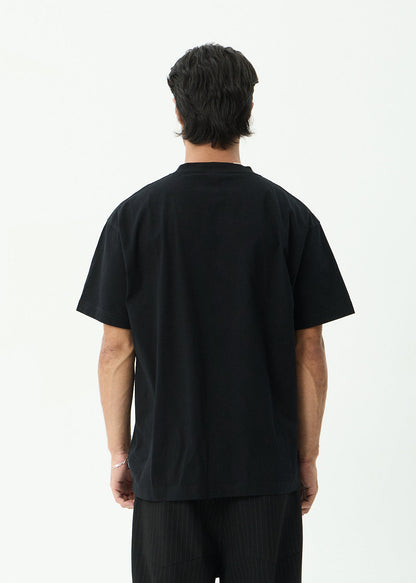 AFENDS Mens Genesis - Heavyweight Boxy Tee - Black