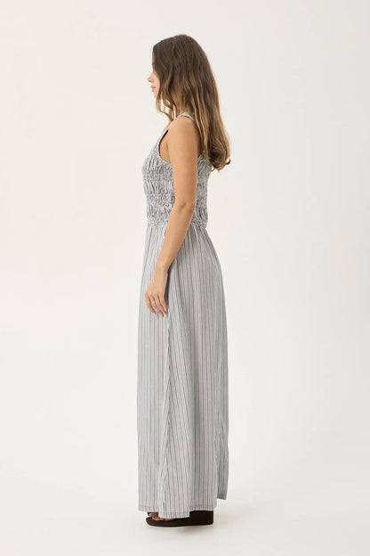 AFENDS Womens Sofia - Maxi Dress - Coffee / Blue Stripe
