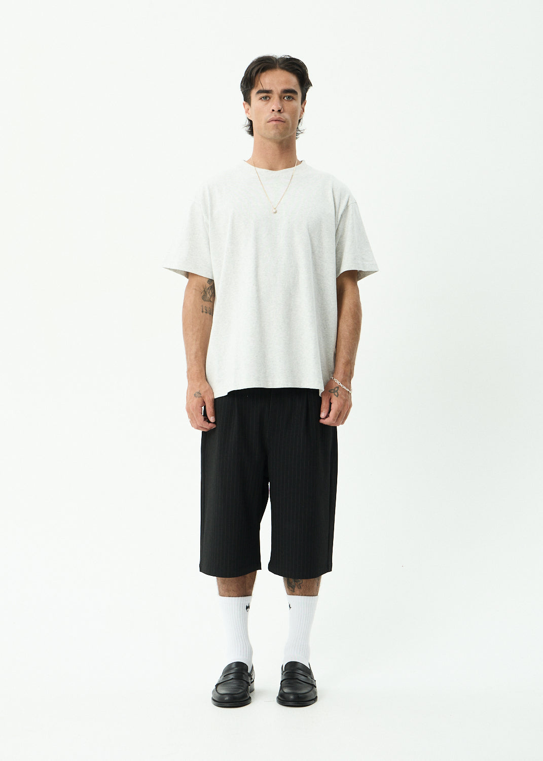 AFENDS Mens Genesis - Heavyweight Boxy Tee - Grey Marle