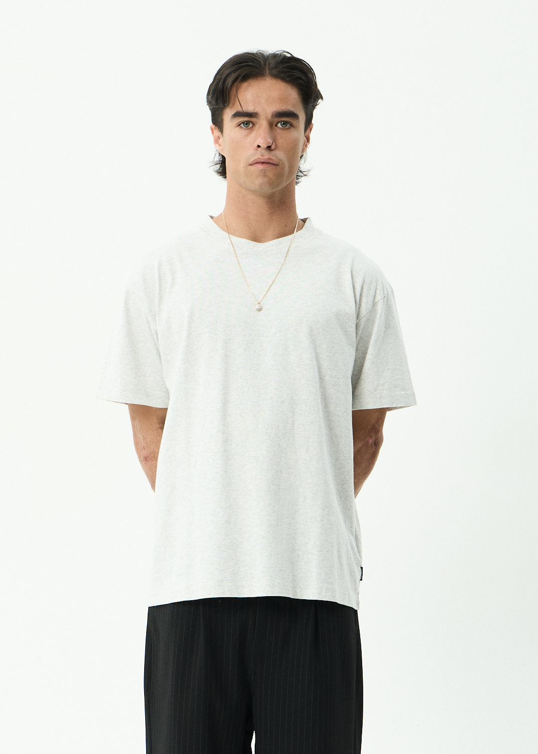 AFENDS Mens Genesis - Heavyweight Boxy Tee - Grey Marle