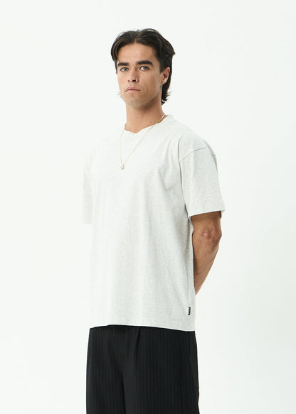 AFENDS Mens Genesis - Heavyweight Boxy Tee - Grey Marle