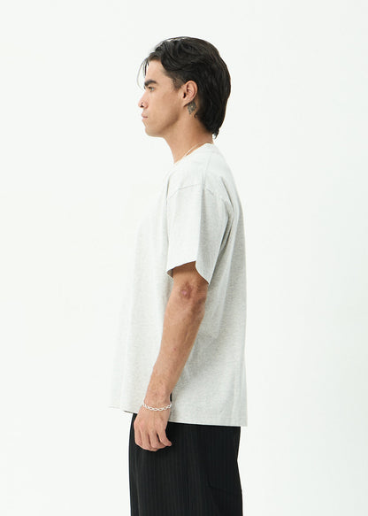 AFENDS Mens Genesis - Heavyweight Boxy Tee - Grey Marle