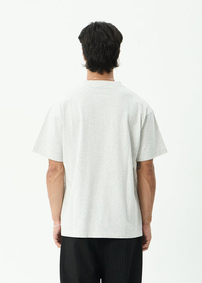 AFENDS Mens Genesis - Heavyweight Boxy Tee - Grey Marle