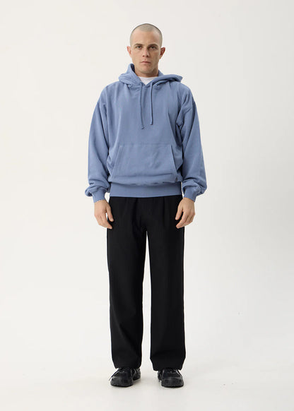 AFENDS Mens Genesis - Boxy Pull On Hood - Washed Slate Blue