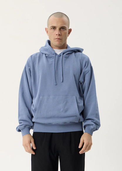 AFENDS Mens Genesis - Boxy Pull On Hood - Washed Slate Blue