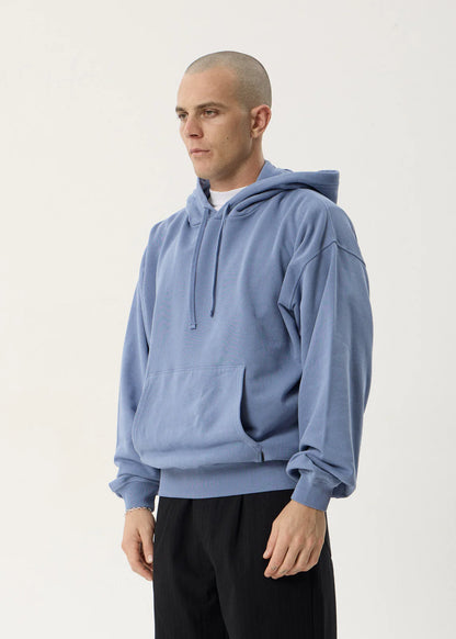 AFENDS Mens Genesis - Boxy Pull On Hood - Washed Slate Blue