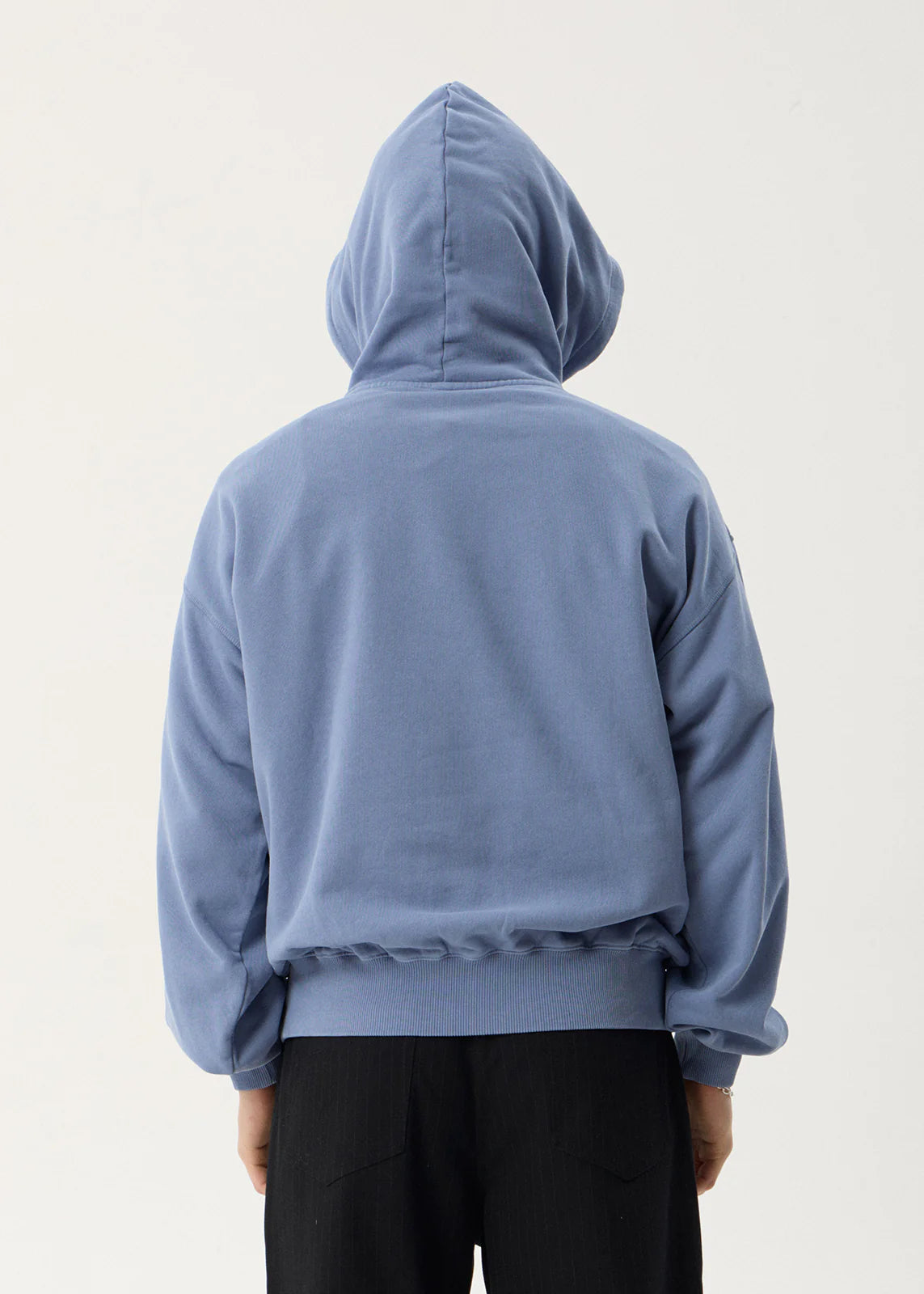 AFENDS Mens Genesis - Boxy Pull On Hood - Washed Slate Blue