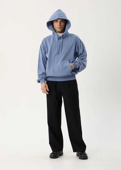AFENDS Mens Genesis - Boxy Pull On Hood - Washed Slate Blue