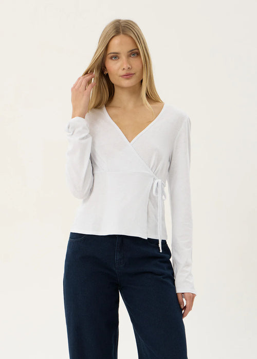 AFENDS Womens Jones - Wrap Long Sleeve Top - White