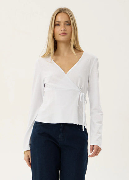AFENDS Womens Jones - Wrap Long Sleeve Top - White
