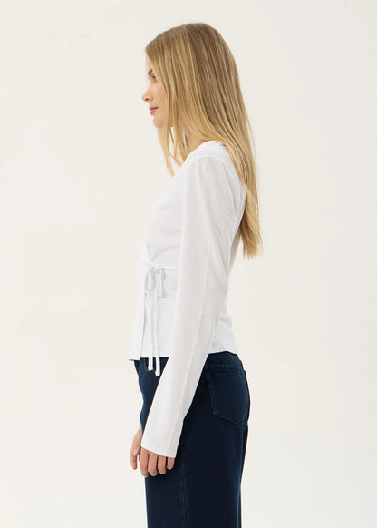AFENDS Womens Jones - Wrap Long Sleeve Top - White