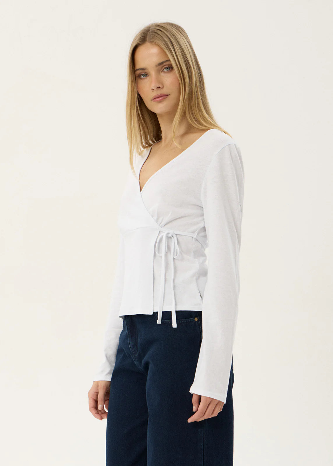 AFENDS Womens Jones - Wrap Long Sleeve Top - White