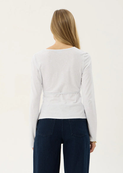 AFENDS Womens Jones - Wrap Long Sleeve Top - White