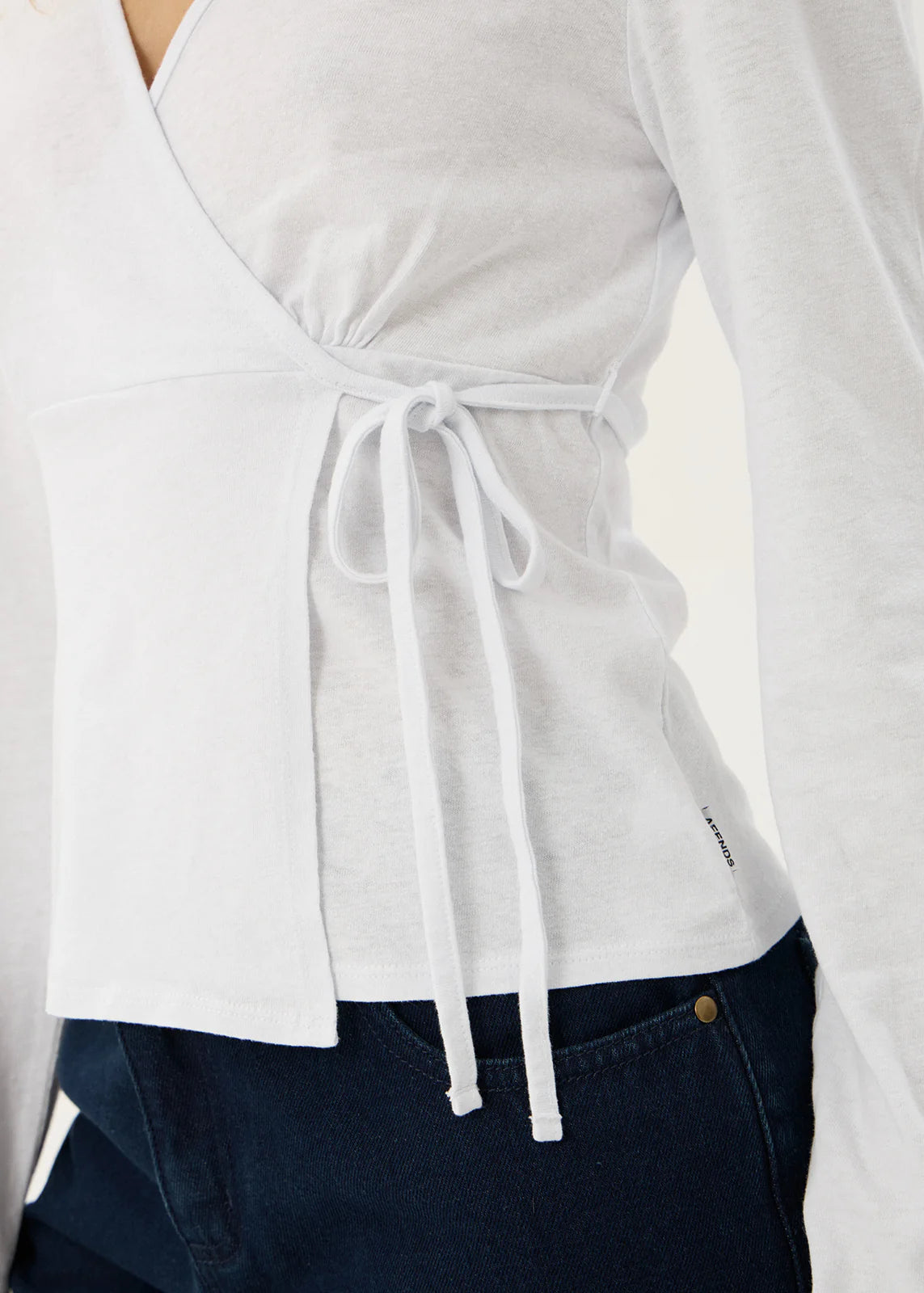 AFENDS Womens Jones - Wrap Long Sleeve Top - White