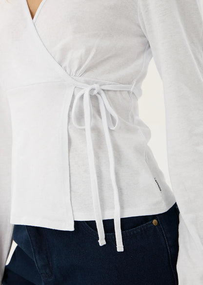 AFENDS Womens Jones - Wrap Long Sleeve Top - White